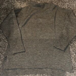 Olivia Sky Womens Medium Soft Texture Drop Sleeve Wool Mock Neck Sweater gray